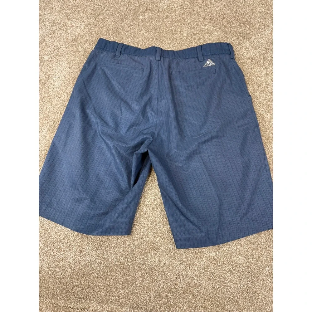 Adidas Mens Golf Shorts Navy Blue Chevron Herringbone 34 Stretch Performance